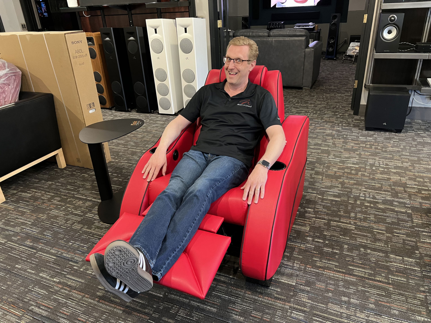 Come down and sit in a premium example of Elite Theater Seating at K&W Audio today. It will make you very happy! Just ask Andrew.